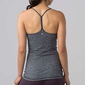 LULULEMON Heathered Black Power Pose Tank Active Yoga Luon Racerback Top Size 4